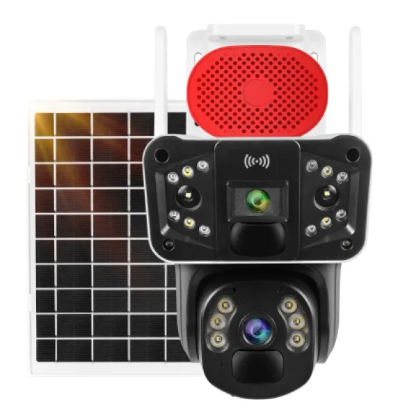Okam 3915 4g 6mp Dual Lens Güneş Panelli Solar Sirenli Güvenlik Kamerası "beyaz Renk"