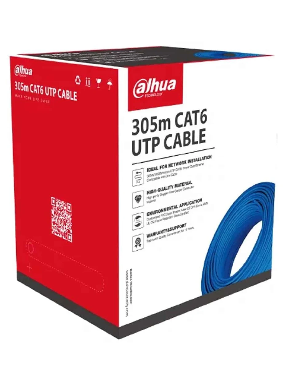 Dahua PFM920I-6UN-C UTP CAT6 305M 0.53 OFC+PVC+Flame Retard İç Ortam Kablo Mavi