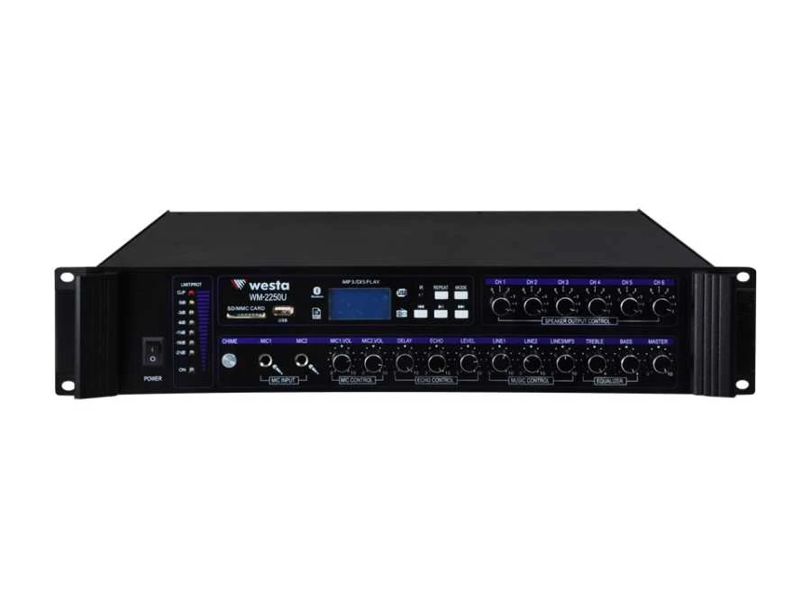 WESTA WM-2250U 250W 6 Bölgeli 100V Trafolu USB Bluetooth Mikser Amfi