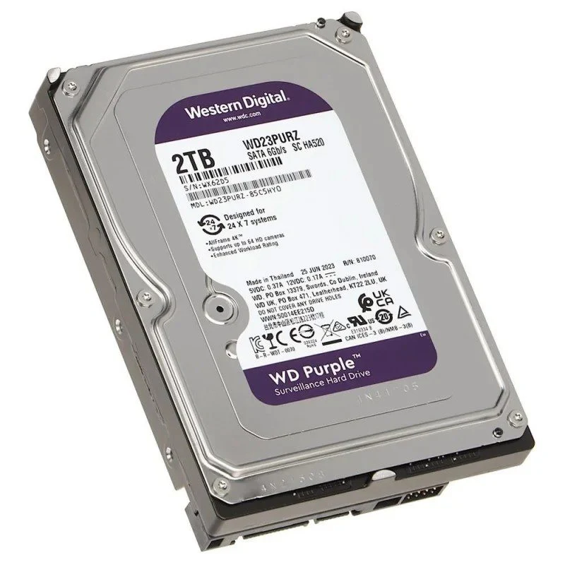 2 TB WD Purple 3.5" SATA3 5400RPM 64MB 7/24 WD23PURZ Güvenlik 3 Yıl Dist Garanti